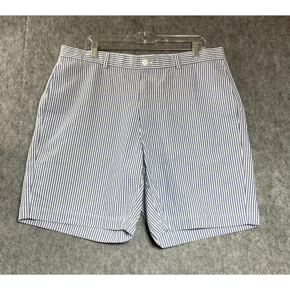Brooks Brothers Shorts Mens 38 Blue White Striped Seersucker Chino Cotton 38x9